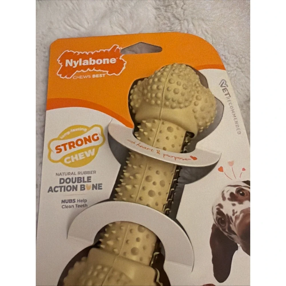 Nylabone Double Action Bone Strong Chew Dog Toy Steak Potato Flavor Large 50lbs